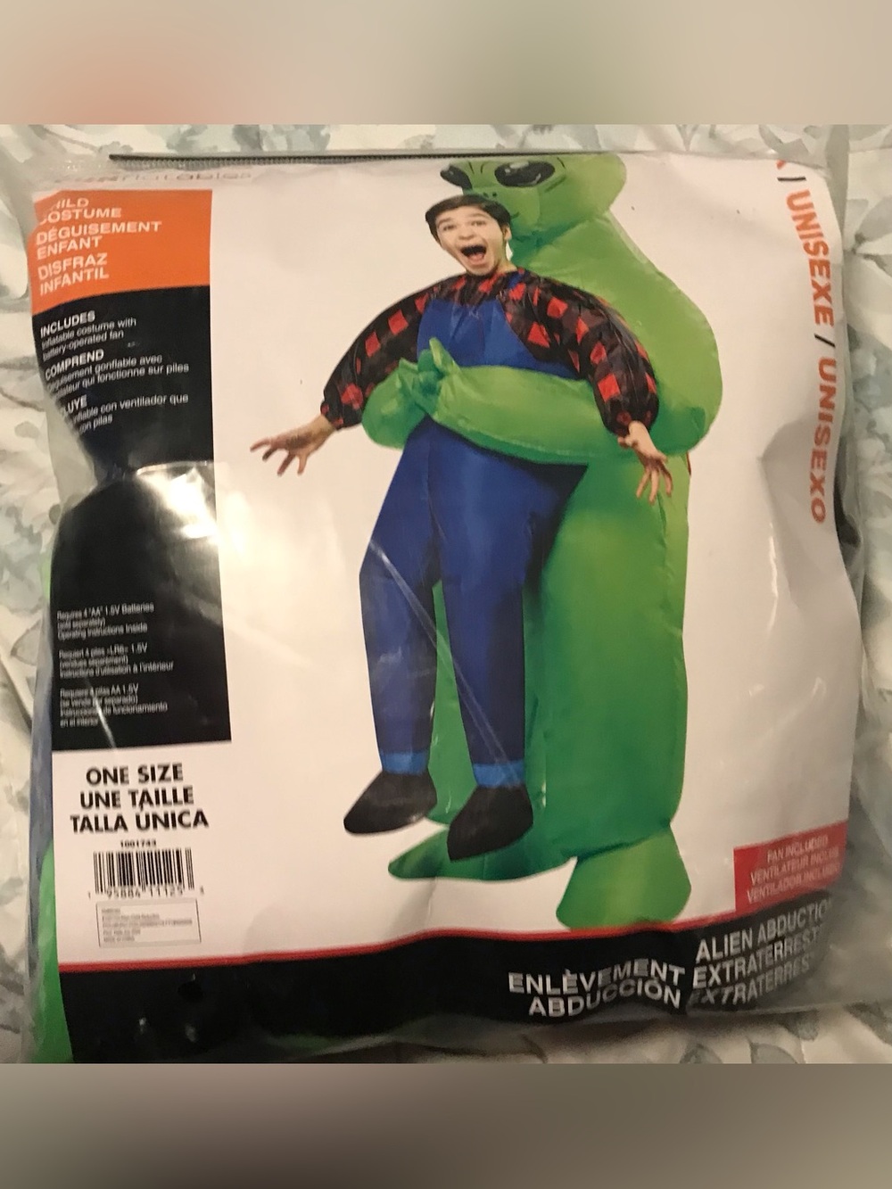 Rubie's Inflatable Alien Abduction Costume - Green with Blue Overalls, EUC